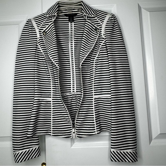 Women’s White & Black Stripped Dress Jacket Size 00 - Picture 5 of 14